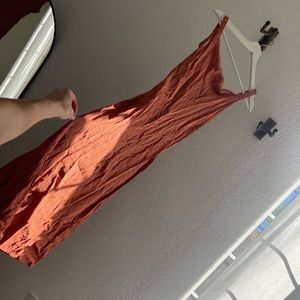 Dark Dusty Pink/Orange Silk Midi Dress